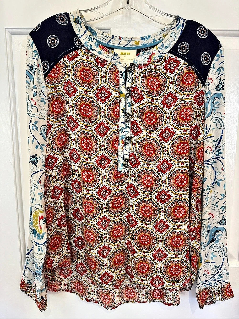 Maeve by Anthropologie Paisley Blouse in Red & Blue Size US Women’s 10
